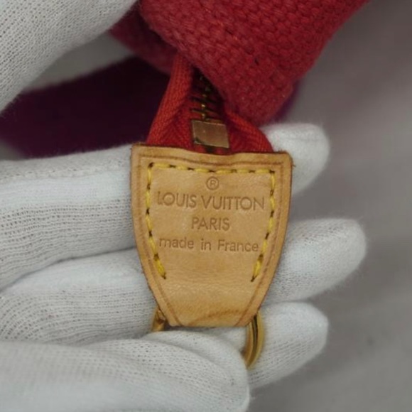 🎉🎉HP🎉LOUIS VUITTON Rose Leather and Red Canvas GM Tote with Gold Hardware - Picture 6 of 7